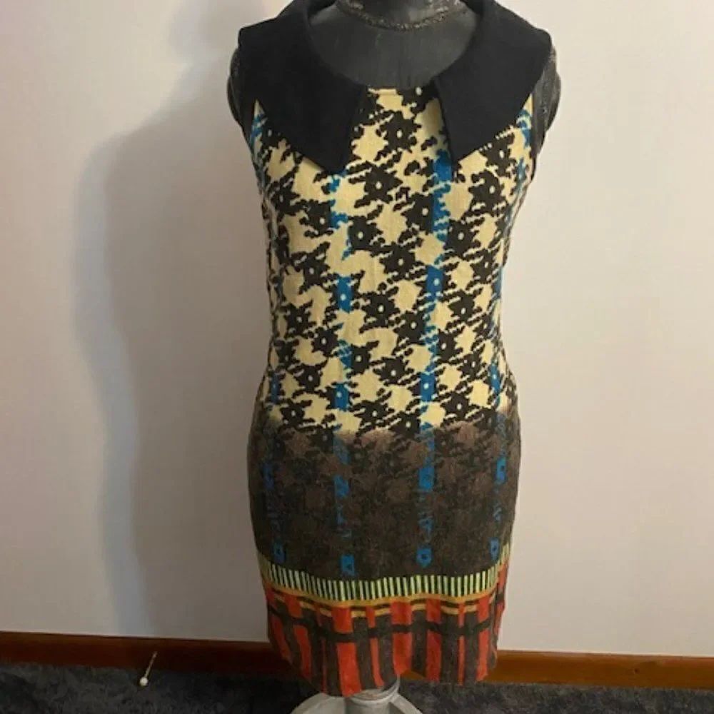 Aryeh Black Multi Knit sleeveless tunic dress, size large